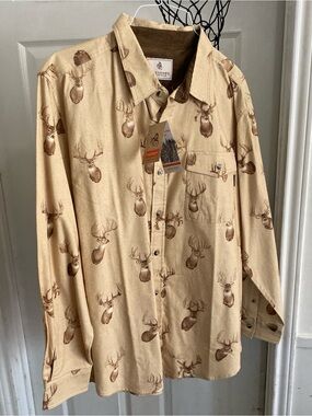Legendary Whitetails Tan Deer-Print Long-Sleeve Button-Down Shirt